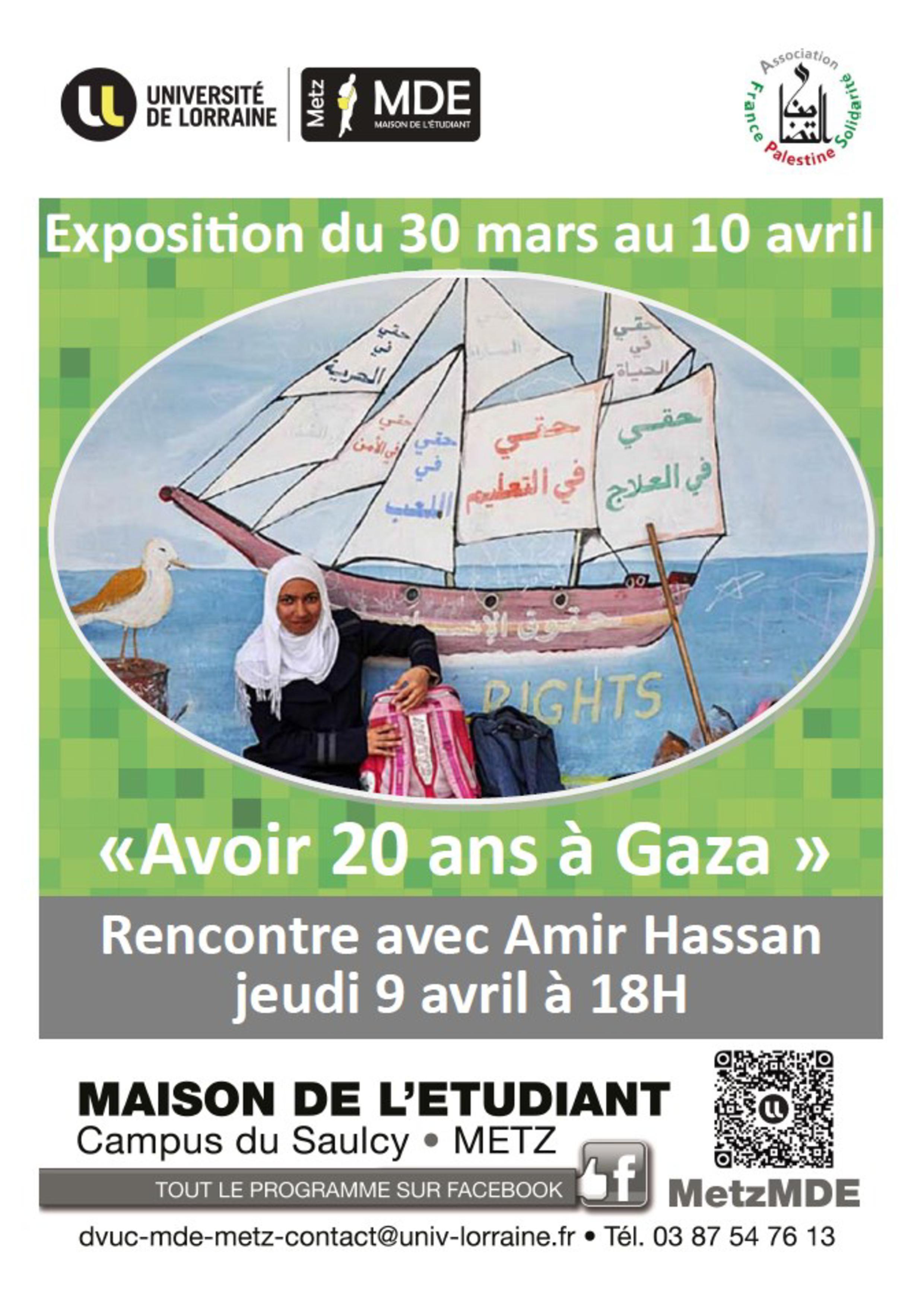 Affiche expo et rencontre - Avoir 20 ans  Gaza
