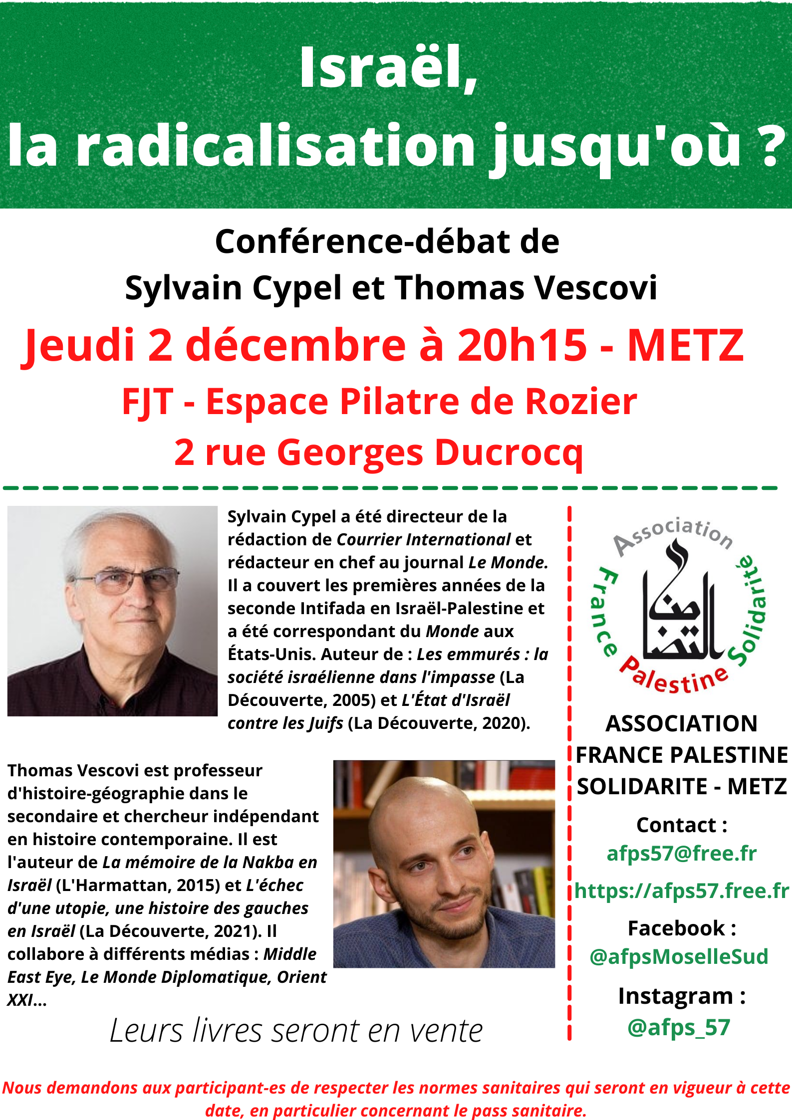 Affiche de la confrence de Sylvain Cypel et Thomas Vescovi